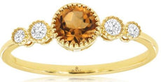 .56CT DIAMOND & AAA CITRINE 14KT YELLOW GOLD 3D ROUND 5 STONE FILIGREE FUN RING