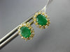 ESTATE 1.50CT DIAMOND & AAA EMERALD 14K YELLOW GOLD 3D OVAL FLOWER STUD EARRINGS