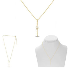.14CT DIAMOND 14KT YELLOW GOLD 3D GEOMETRICAL BAR ADJUSTABLE FLOATING PENDANT