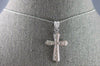 ESTATE .22CT DIAMOND 14KT WHITE GOLD ETOILE MATTE & SHINY CROSS FLOATING PENDANT