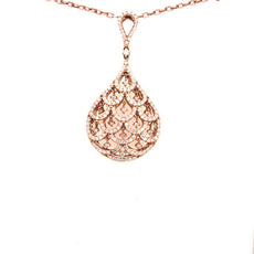 1.07CT DIAMOND 18KT ROSE GOLD 3D CLASSIC TEAR DROP CHANDELIER FLOATING PENDANT