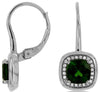 2.26CT DIAMOND & AAA RUSSALITE 14KT WHITE GOLD CUSHION SQUARE HANGING EARRINGS