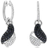 1.98CT WHITE & BLACK DIAMOND 14KT WHITE GOLD CRISS CROSS HUGGIE HANGING EARRINGS