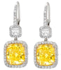 LARGE 12.76CT WHITE & FANCY YELLOW DIAMOND 18KT YELLOW GOLD & PLATINUM EARRINGS