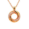ESTATE .20CT DIAMOND 18K YELLOW GOLD CLASSIC CIRCULAR LOVE KNOT FLOATING PENDANT