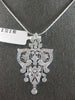 LARGE .72CT DIAMOND 18KT WHITE GOLD FILIGREE FLOWER CHANDELIER FLOATING PENDANT