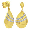 .12CT DIAMOND 14KT YELLOW GOLD 3D CLASSIC 2 ROW TEAR DROP FUN HANGING EARRINGS