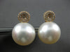 LARGE .49CT DIAMOND & AAA SOUTH SEA PEARL 18K ROSE GOLD 3D CLUSTER STUD EARRINGS