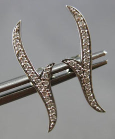 ESTATE .18CT DIAMOND 14KT WHITE GOLD 3D CLASSIC DOUBLE LEAF EAR CLIMBER EARRINGS