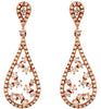 ESTATE .93CT DIAMOND 14KT ROSE GOLD MULTI FLOWER TEAR DROP FUN HANGING EARRINGS
