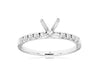 ESTATE .30CT DIAMOND 14KT WHITE GOLD 11 STONE 4 PRONG SEMI MOUNT ENGAGEMENT RING