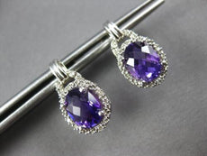 2.26CT DIAMOND & AAA AMETHYST 14KT WHITE GOLD 3D OVAL & ROUND HANGING EARRINGS