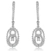 .88CT DIAMOND 18KT WHITE GOLD SOLITAIRE LOVE KNOT OVAL HUGGIE HANGING EARRINGS