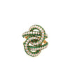 LARGE 4.72CT DIAMOND & AAA EMERALD 18KT YELLOW GOLD 3D DOUBLE LOVE KNOT FUN RING