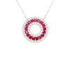 ESTATE .91CT DIAMOND & AAA RUBY 18KT WHITE GOLD CLASSIC CIRCLE OF LIFE NECKLACE