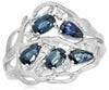 1.21CT DIAMOND & AAA SAPPHIRE 14KT WHITE GOLD MULTI SHAPE LEAF NATURE FUN RING