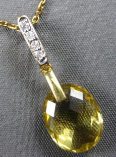 2.67CT DIAMOND & AAA CITRINE 14KT YELLOW GOLD OVAL & ROUND FUN FLOATING PENDANT