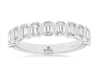 1.1CT DIAMOND 14KT WHITE GOLD EMERALD CUT BEZEL SEMI ETERNITY ANNIVERSARY RING