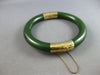 ANTIQUE LARGE HANDCRAFTED AAA JADE 14KT YELLOW GOLD CUFF BANGLE BRACELET #27685