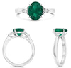 1.99CT DIAMOND & AAA EMERALD PLATINUM OVAL & TRILLION 3 STONE ENGAGEMENT RING