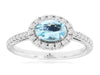 1.03CT DIAMOND & AAA AQUAMARINE 14KT WHITE GOLD 3D OVAL & ROUND FLOWER FUN RING