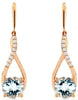 2.40CT DIAMOND & AAA AQUAMARINE 14KT ROSE GOLD ROUND TEAR DROP HANGING EARRINGS