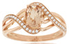 .75CT DIAMOND & AAA MORGANITE 14KT ROSE GOLD OVAL & ROUND CRISS CROSS LOVE RING
