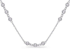 1.35CT DIAMOND 14KT WHITE GOLD 3D 3 STONE ROUND BEZEL BY THE YARD LOVE NECKLACE