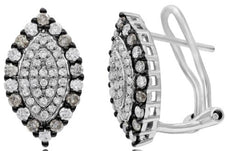 .68CT WHITE & CHOCOLATE FANCY DIAMOND 14KT WHITE & BLACK GOLD MARQUISE EARRINGS