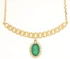 .51CT DIAMOND 14KT YELLOW GOLD & AAA EMERALD OVAL & ROUND SEMI CIRCULAR NECKLACE