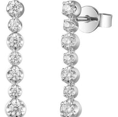 .30CT DIAMOND 14KT WHITE GOLD 3D ROUND JOURNEY GRADUATING FUN HANGING EARRINGS