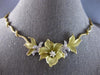 ANTIQUE LARGE .65CT DIAMOND 18KT 2 TONE GOLD HANDCRAFTED FLOWER NECKLACE #28049