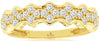.38CT DIAMOND 14KT YELLOW GOLD 3D MULTI FLOWER SEMI BEZEL PAVE ANNIVERSARY RING