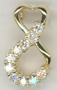 ESTATE .18CT DIAMOND 14KT YELLOW GOLD ROUND INFINITY HEART LOVE FLOATING PENDANT