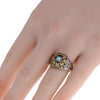 ESTATE AAA TURQUOISE 18KT YELLOW GOLD & 925 SILVER 3D SQUARE FILIGREE FUN RING