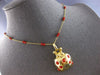 EXTRA LARGE & LONG AAA CORAL 18K YELLOW GOLD BY THE YARD LADYBUG NECKLACE #28104