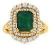 LARGE 2.9CT DIAMOND & AAA EMERALD 14KT YELLOW GOLD BAGUETTE & ROUND SQUARE RING