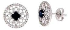 .65CT DIAMOND & AAA SAPPHIRE 14K WHITE GOLD STAR CIRCULAR FILIGREE STUD EARRINGS
