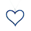 ESTATE LARGE 2.75CT AAA SAPPHIRE 18K WHITE GOLD OPEN HEART LOVE FLOATING PENDANT