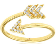 ESTATE .10CT DIAMOND 14KT YELLOW GOLD 3D CLASSIC ARROW TO YOUR HEART LOVE RING