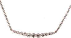 ESTATE .16CT DIAMOND 18KT WHITE GOLD CLASSIC ROUND GRADUATING BAR LOVE NECKLACE