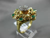 ANTIQUE LARGE 1.56CT DIAMOND & EMERALD 14K 2TONE GOLD FILIGREE WOVEN RING #21277