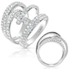 ESTATE LARGE 1.60CT DIAMOND 14KT WHITE GOLD MULTI ROW CRISS CROSS LOVE KNOT RING