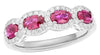 1.45CT DIAMOND & AAA RUBY 18K WHITE GOLD 3D OVAL & ROUND FLORAL ANNIVERSARY RING