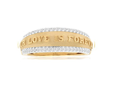.20CT DIAMOND 14KT YELLOW GOLD 3D ROUND MATTE & SHINY OUR LOVE IS FOREVER RING