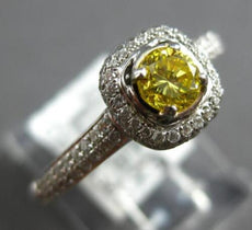 .53CT WHITE & FANCY YELLOW DIAMOND 18KT WHITE GOLD 3D FILIGREE ENGAGEMENT RING
