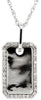 ESTATE .16CT DIAMOND 14KT WHITE GOLD ROUND 3D OCTAGON DOG TAG FLOATING PENDANT