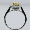 2.05CT WHITE & FANCY YELLOW DIAMOND 18KT 2 TONE GOLD 3D CUSHION ENGAGEMENT RING