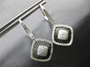 LARGE .66CT DIAMOND 14K WHITE GOLD SQUARE GEOMETRICAL LEVERBACK HANGING EARRINGS