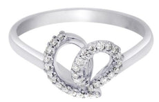 ESTATE .18CT DIAMOND 18KT WHITE GOLD 3D HEART SHAPE LOVE KNOT FUN RING